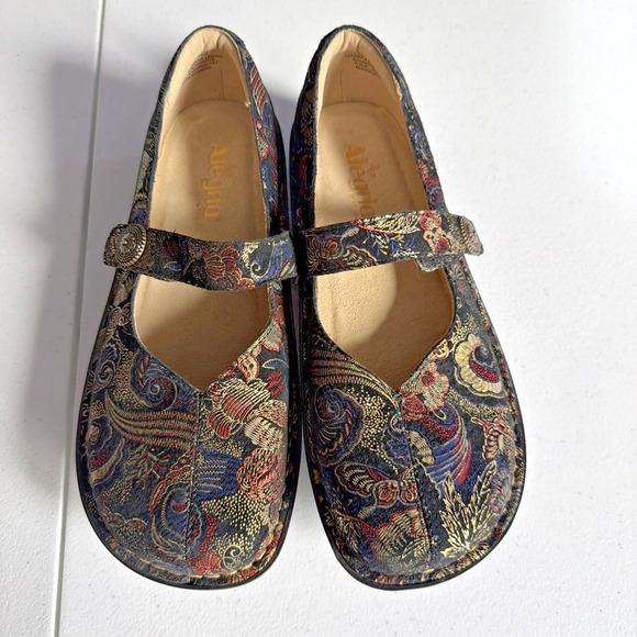Alegria Shoes - Alegria Mary Jane Shoes 8.5 EU 39 Black Embossed Leather Tweed Academia Everyday